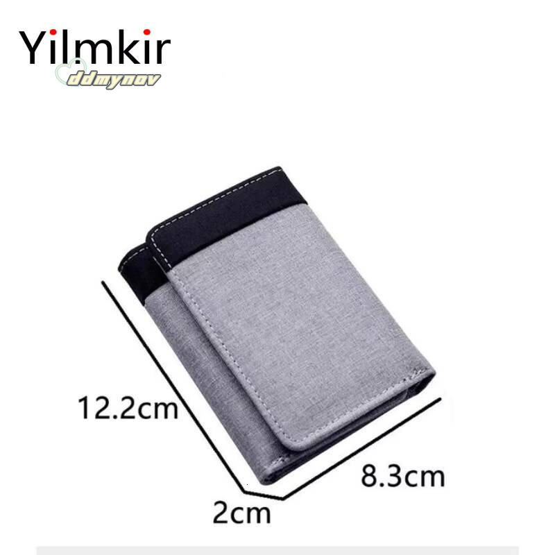 Simple Canvas Mens Tri Fold Wallet Large Capacity Casual Convenient Multi Purses Short Document Bag Fashion Card Case ddmynov