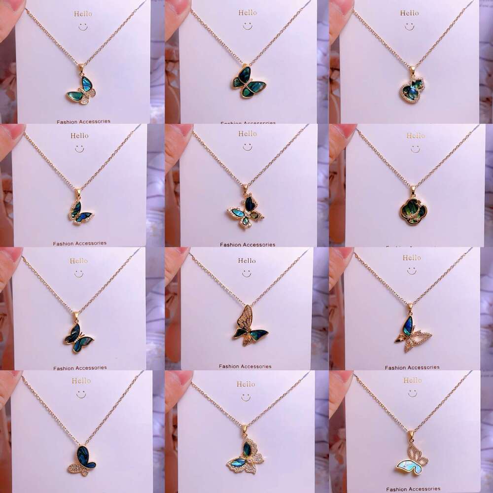 Titanium Steel Chain Butterfly Necklace For Women, Niche Design, French Style, Versatile, Light , Abalone Shell Accessories Factory Ee5