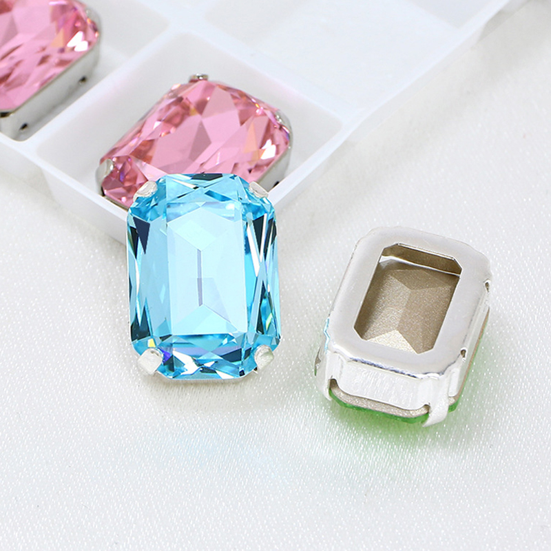 Rectangular octagonal crystal glass claw diamond DIY crystal diamond rhinestone clothing accessories material