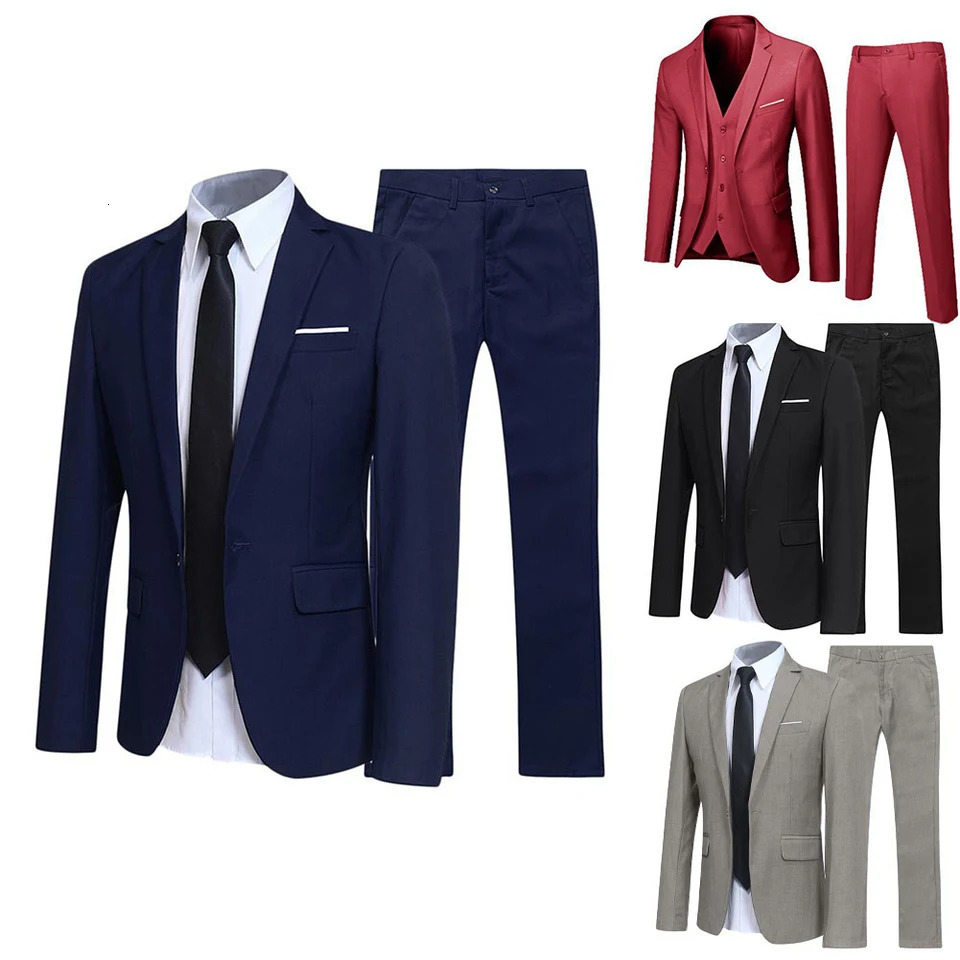 2PCSSET Men Suit Blazer Slim Fit Tuxedo Jacket Coat And Pants Set Formal Party Business Suit Outwear 250715