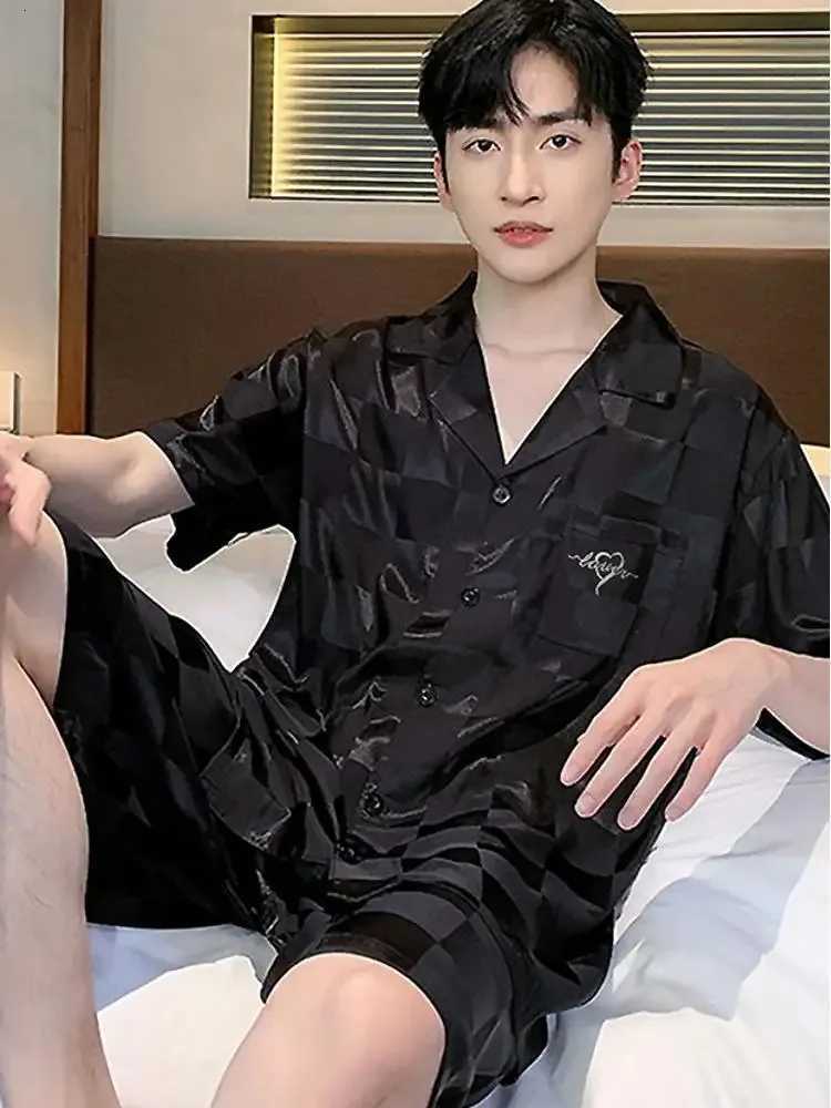 1111111111111111 Daimelu Couple Pajamas Womens Summer Short-Sleeved Plus Size Thin Mens Sleepwear Set Vertical Stripes Pajamas Suit Nightwear W250717