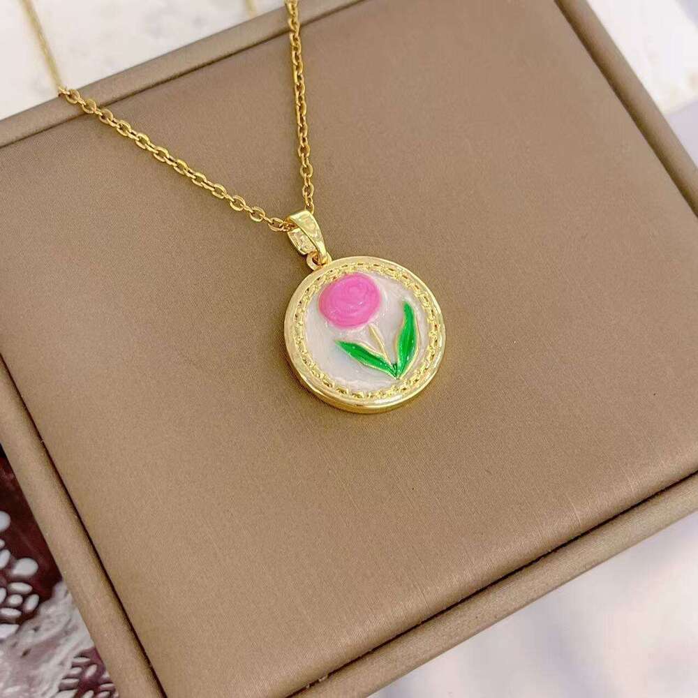 Monet Garden Oil Painting Style Simple Flower Design High-End Necklace For Women Niche Exquisite Versatile Collarbone Chain 617