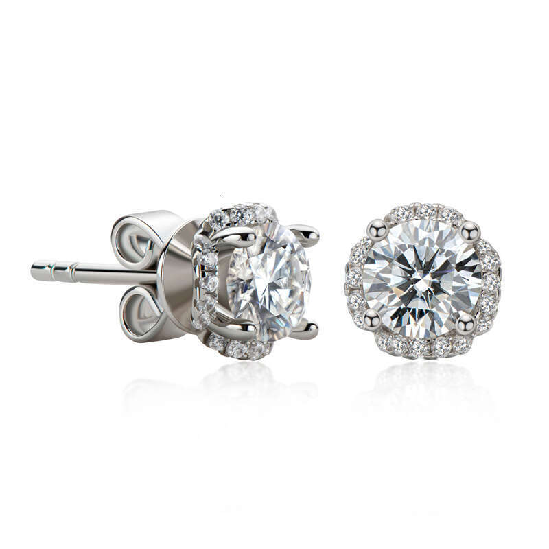 Tiktok Internet Celebrity INS Style Fresh And Elegant Moissanite For Women Pure Sier Platinum Plated Earrings Df0