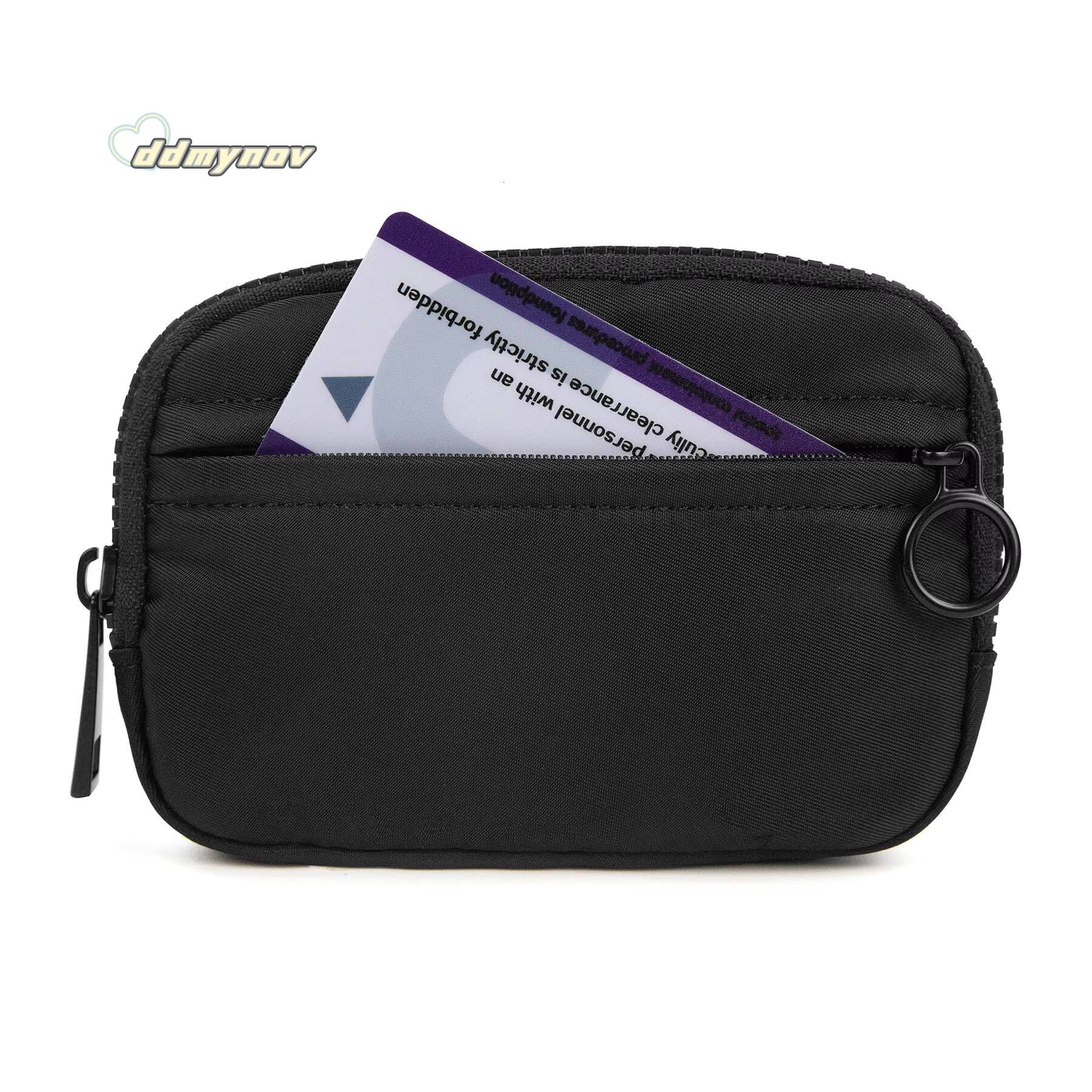 Womens Keychain The Iris Waterproof Nylon Wallet Pouch Wristlet Zip Card Case with Clear ID Window ddmynov