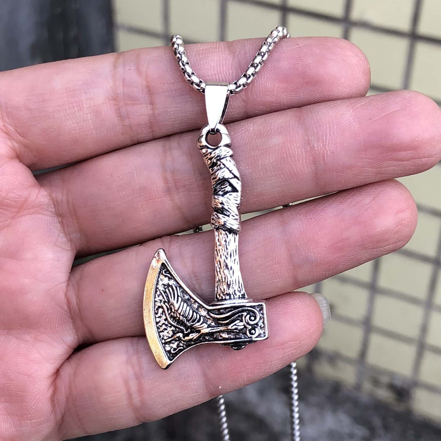 Luxury Jewelry Designer Jewelry Cross-border Hot-selling European And American Viking Pirate And Celtic Axe Alloy Pendant Stainless Steel Necklace Acc