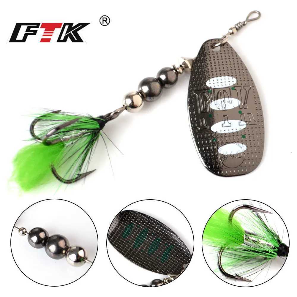 FTK Metal Fishing Lure Spinner Bait 8g 13g 19g Spoon Lures Bass Hard Baits With Feather Treble Hooks Wobblers Pike Tackle Z250717