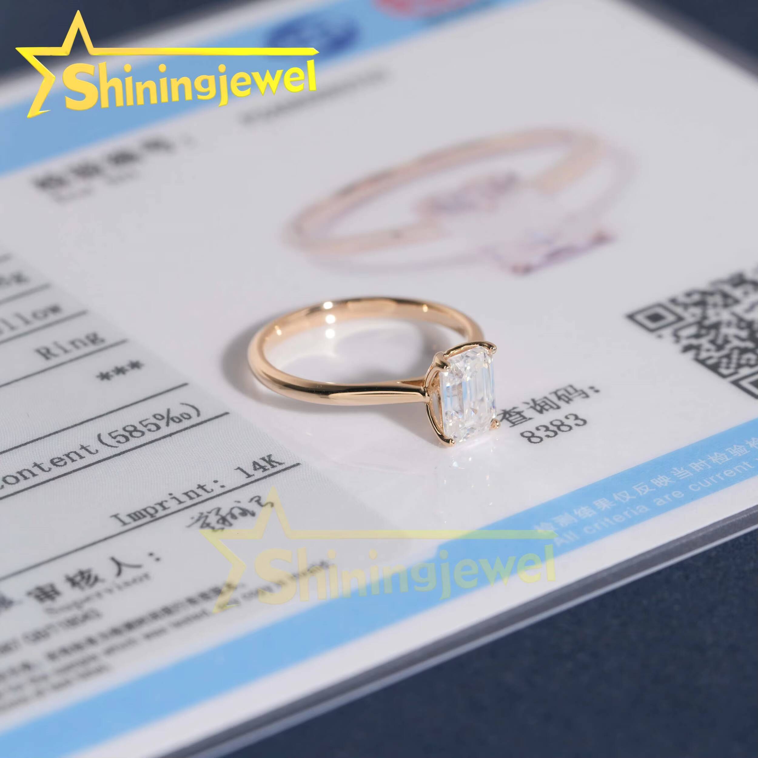 Customized Emerald Lab Diamonds10K 14K 18K Solid Gold GRA Moissanite Pass Diamond Tester Plain Band Wedding Rings Fine Jewelry