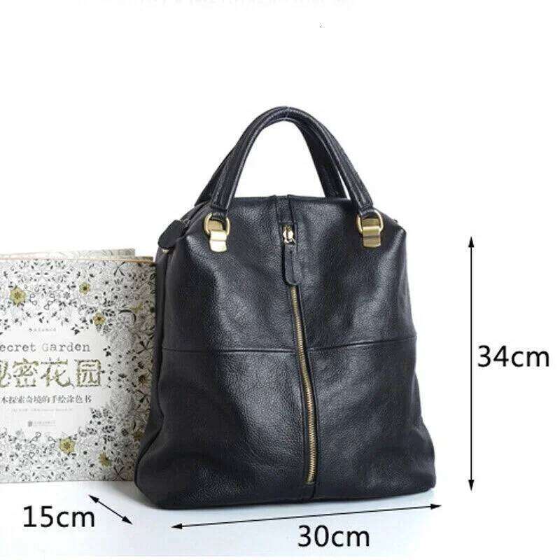 New Designer Cowhide Genuine Women Backpack Women's Shoulder Black Leather Handbags Travel Bag