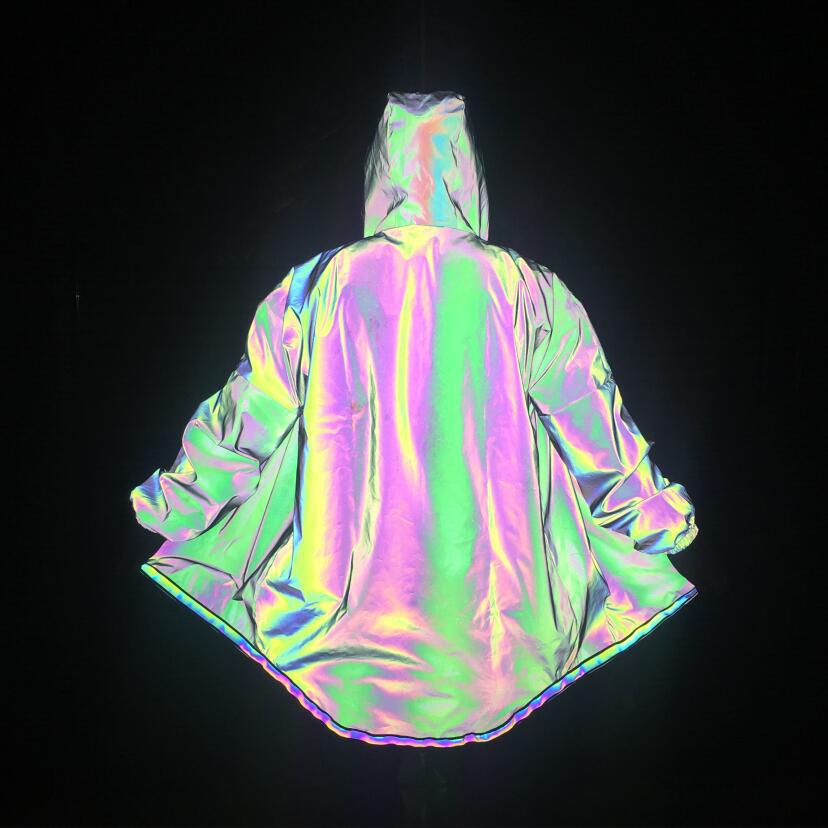 Men's Hoodies Sweatshirt Colorful Reflective Trench Loose fitting Hip Hop Style Pullover Fashion Leisure Sports