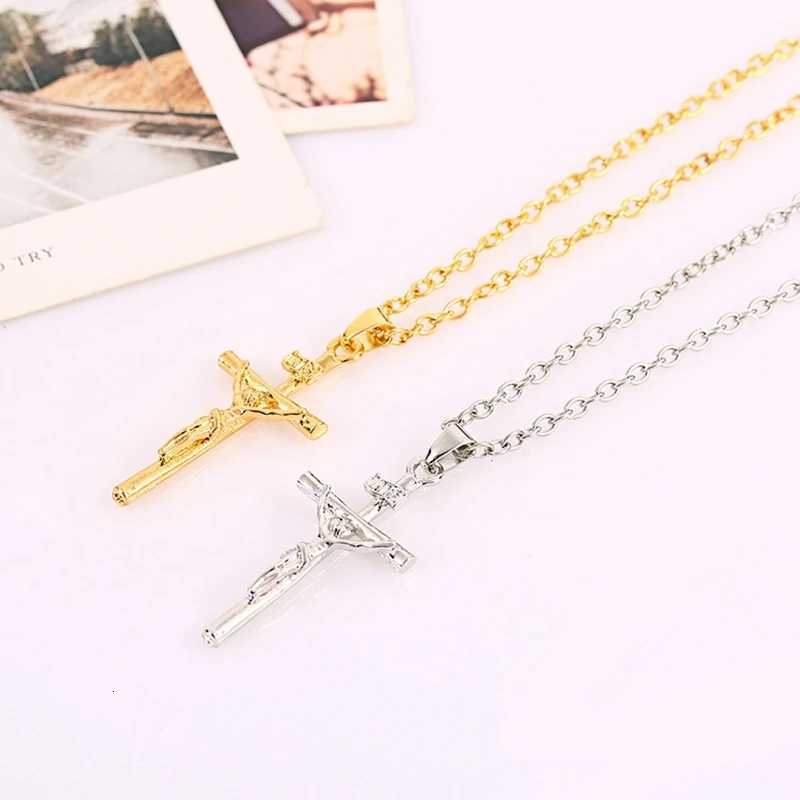 Fashion Gold Color Choker Jewelry Gift INRI Cross Necklaces Pendants Women Men Gifts XJ250717