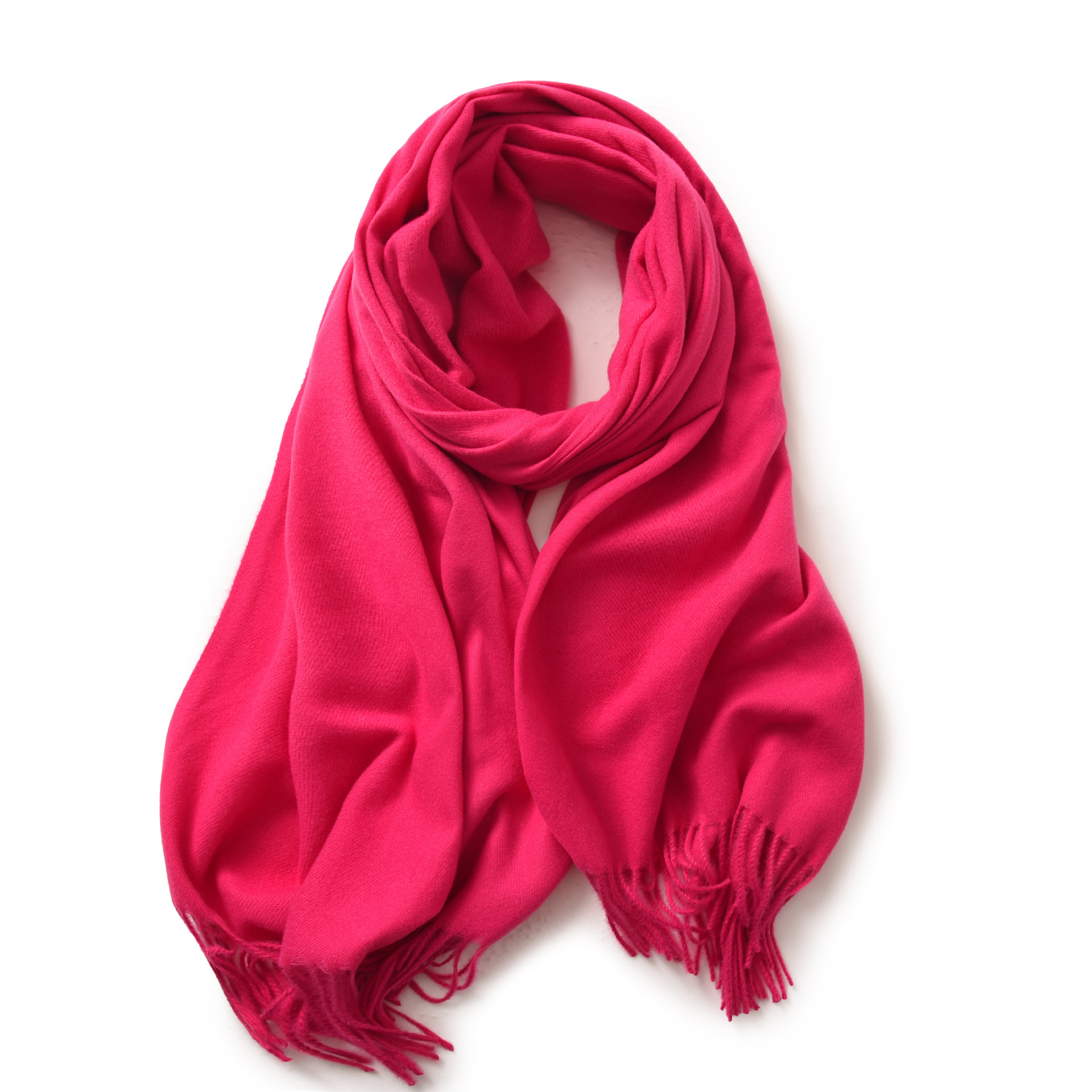 K1380 2025 Red Scarf Women's Winter Imitation Cashmere Solid Color Scarf Shawl High-end Warm Korean Style Tassel Neck Scarf Versatile