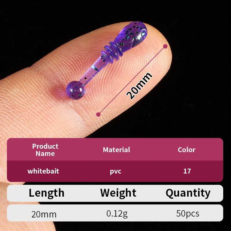 Supercontinent soft bait new whitebait 2cm/50pcs sinking trEMor bait Soft Fishing Lure Fishy Worms lure Z250717