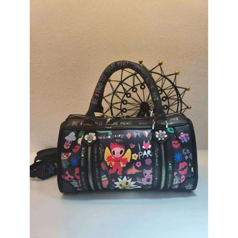 Ladies Graffiti Funny Design With Multiple Zippers Luxurious Single Shoulder Diagonal Cross Bag Designer Handbag