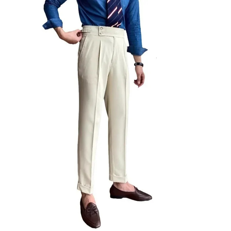 Naples Vintage Mens Suit Pants Casual Slim Fit Solid Color Fashionable Versatile Trendy Business Casual Trousers 250707