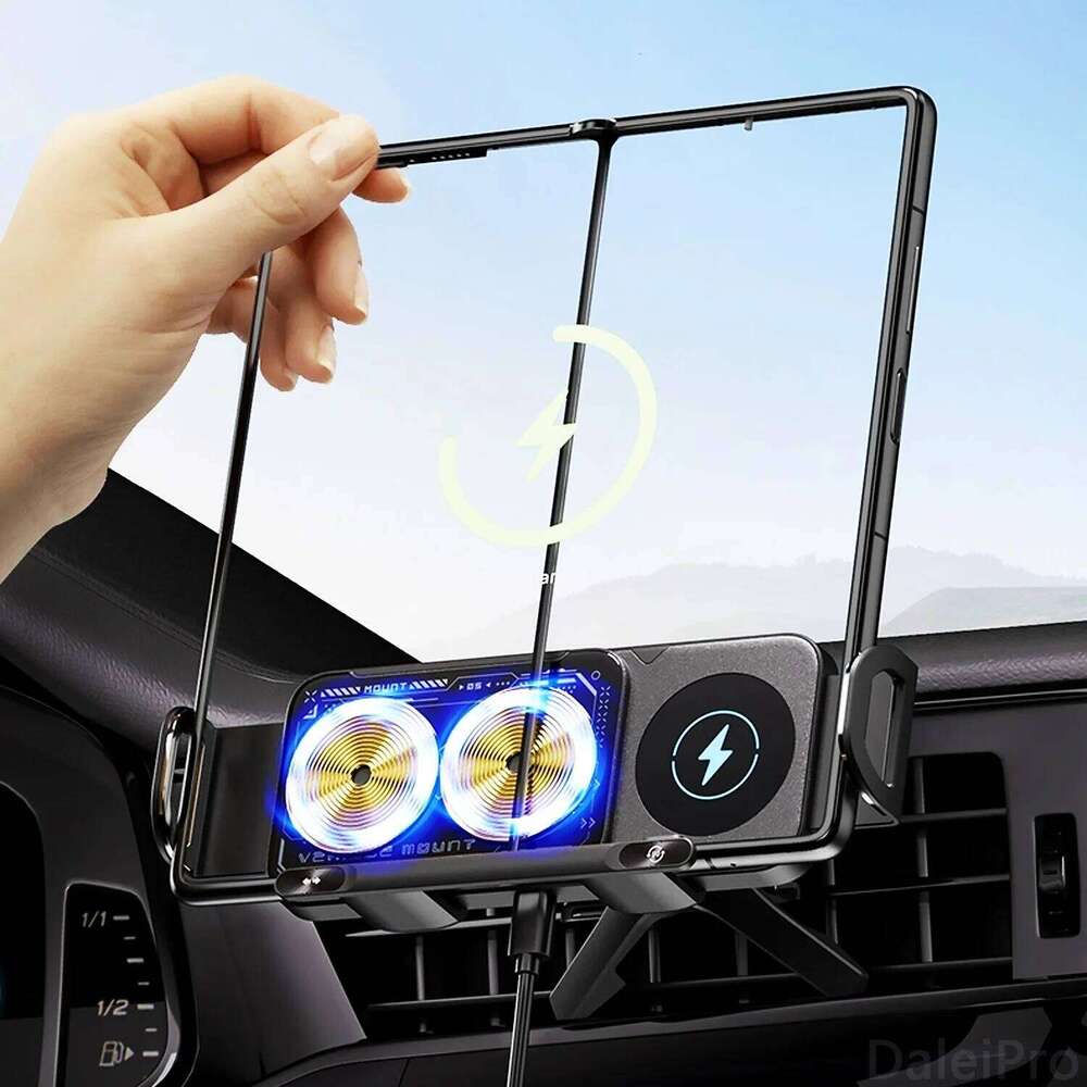 Foldable Car Wireless Charging Mount Universal Phone Holder Intelligent Induction Electric Rotation Charger
