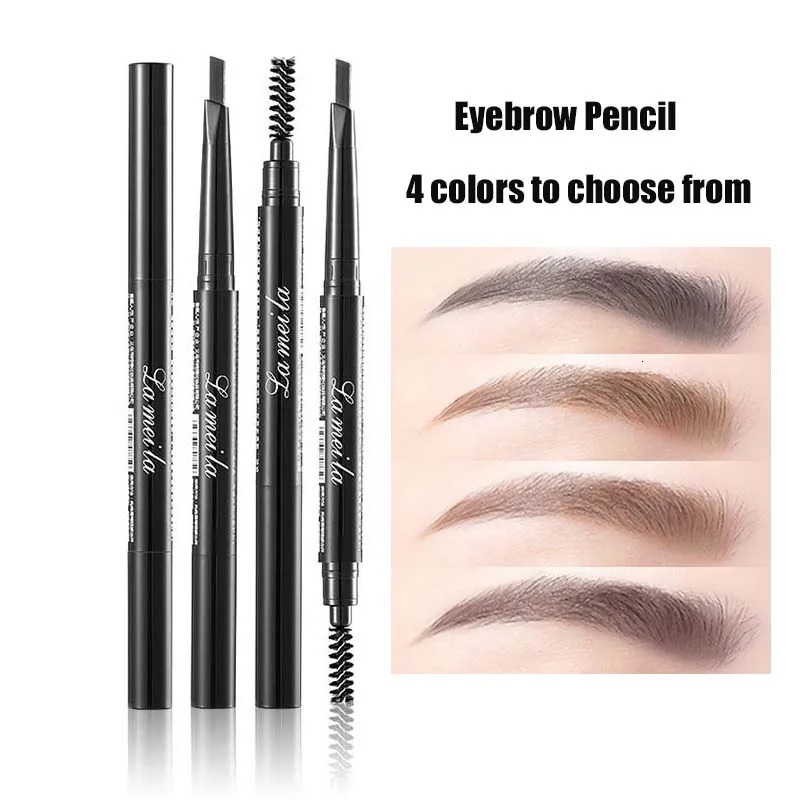 4 Color Waterproof Matte Eyebrow Pen Makeup Double Head Long Lasting Brown Non-Smudged Eye Brow Pencil Tint with Brush Cosmetics 250712