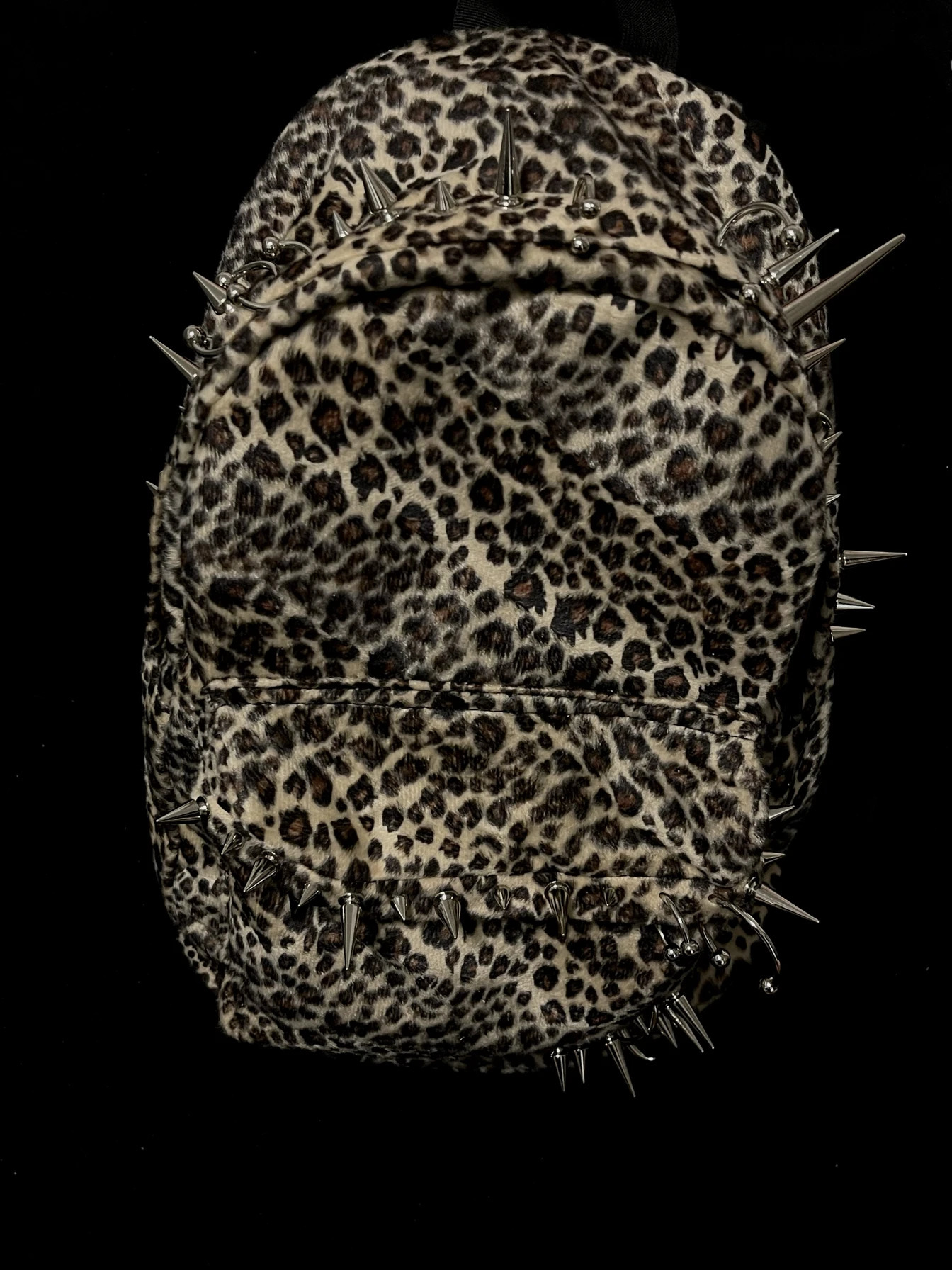 punk rivet leopard print backpack mens bag large capacity fashion Backpacks for women 250714