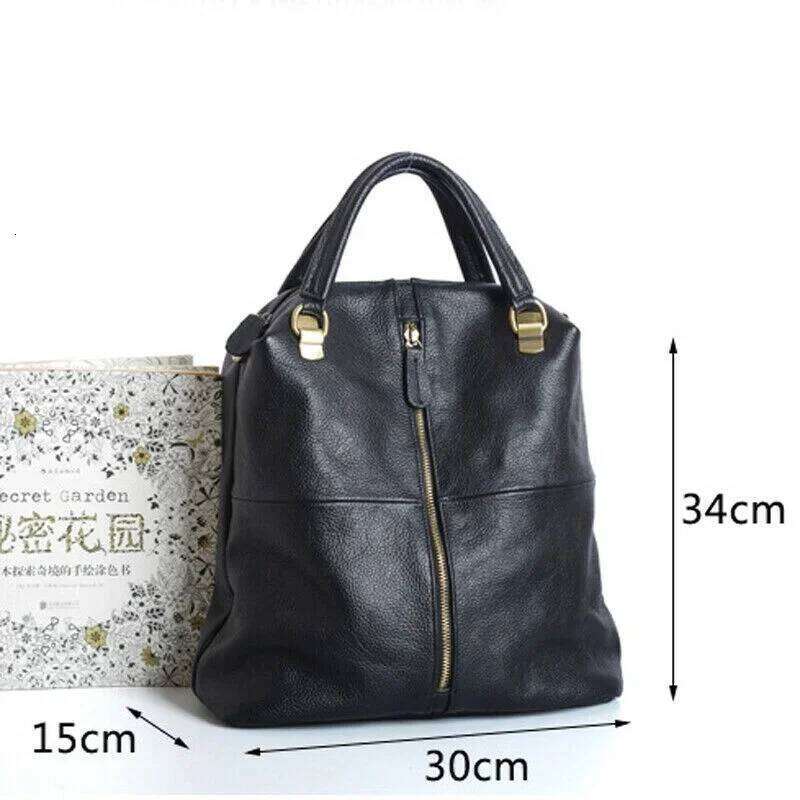 New Designer Cowhide Genuine Women Backpack Women's Shoulder Black Leather Handbags Travel Bag