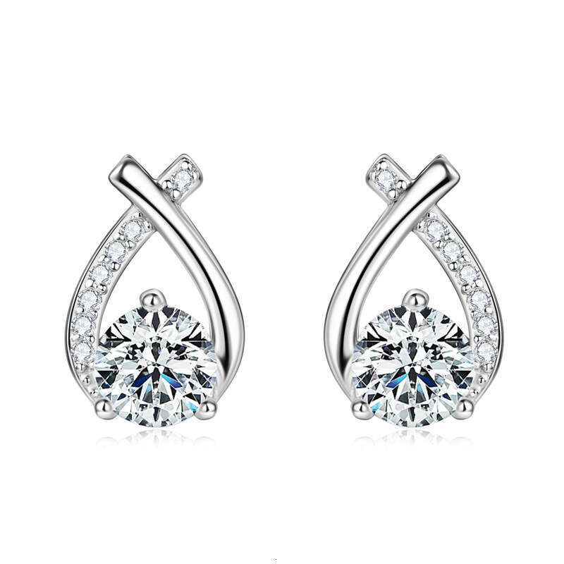 New Style Fish Tail Moissanite Sterling Sier Versatile Light X-Shaped Design Sense Earrings For Women A34