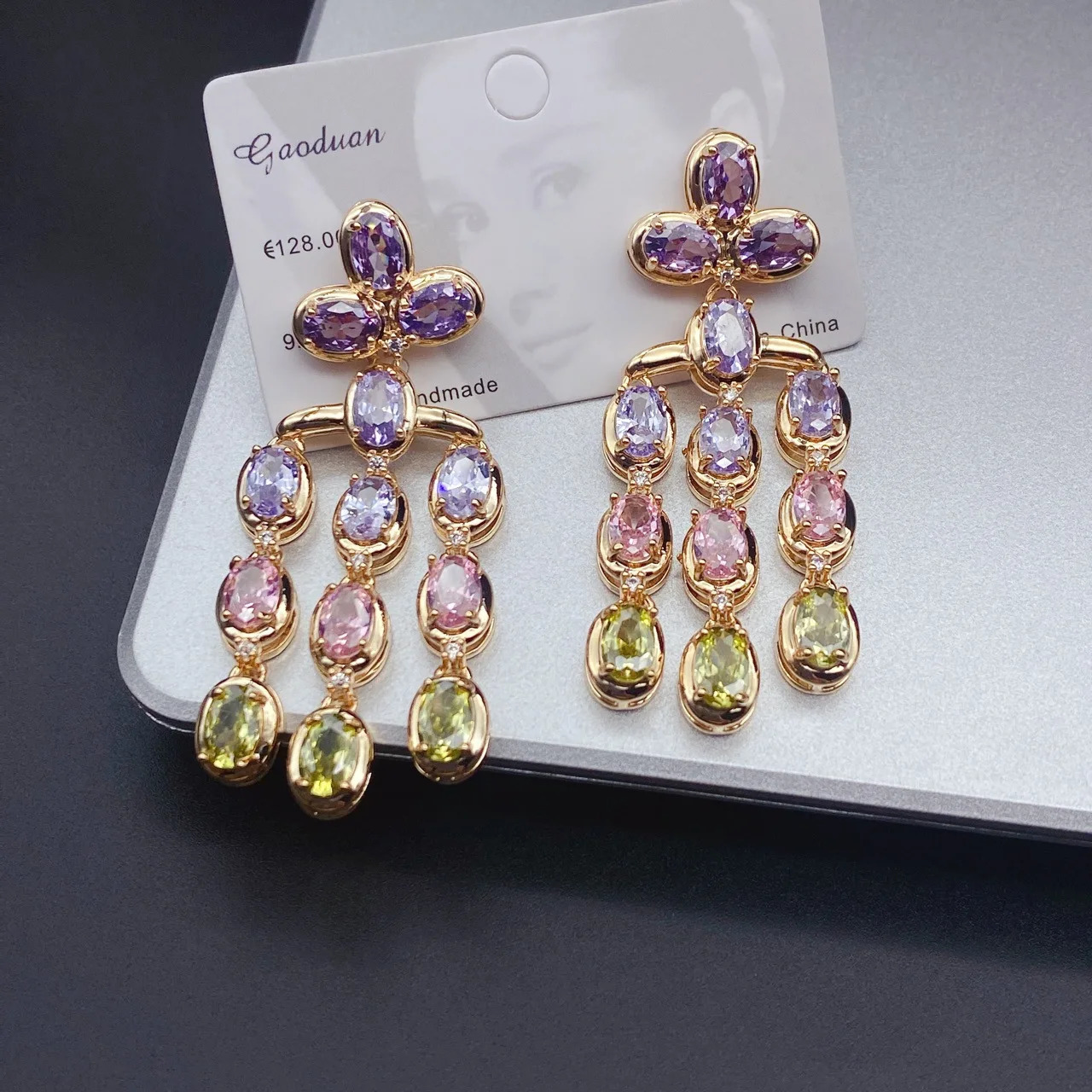 Bilincolor Cubic Zirconia Trendy Cute Tassel Summer Earring for Women 250716