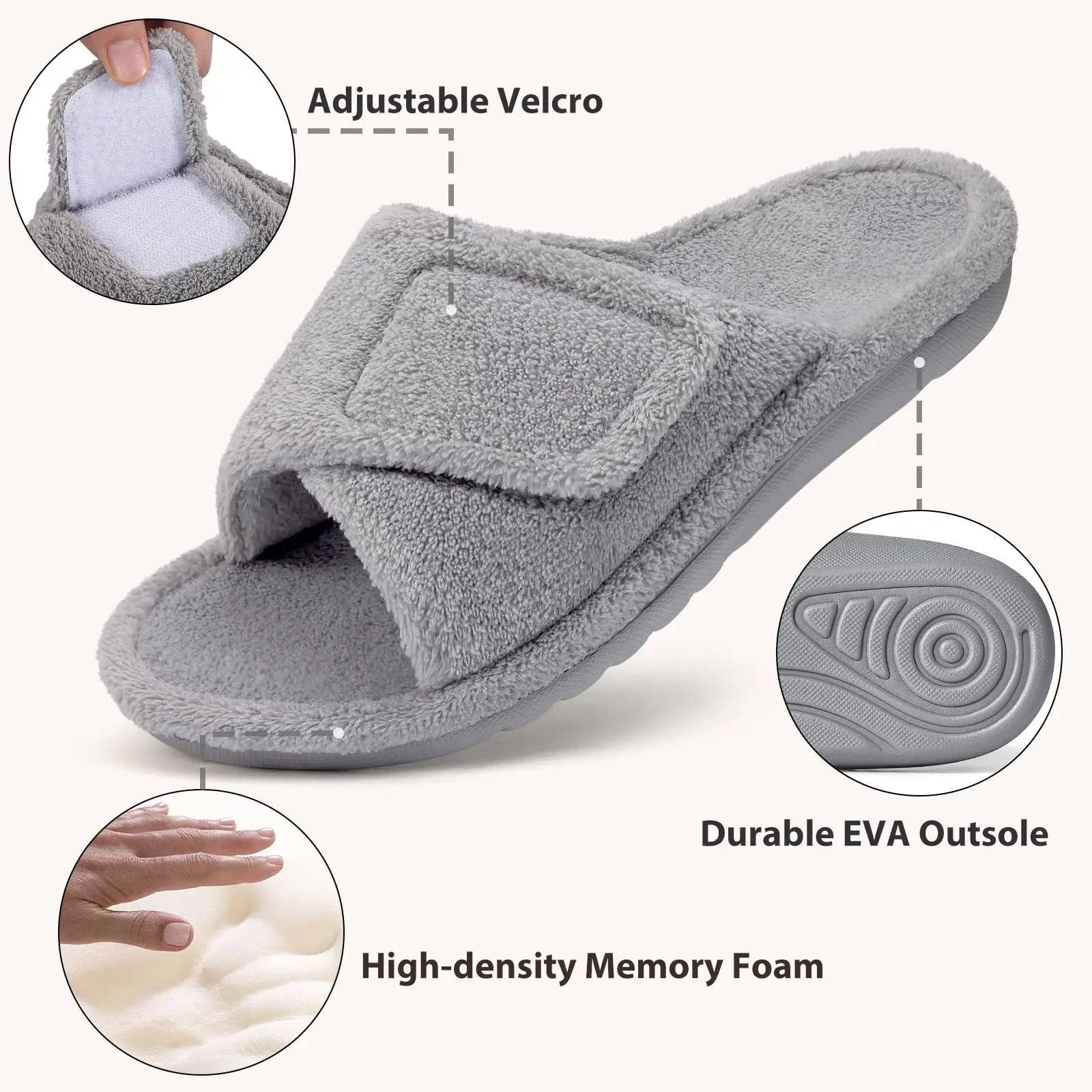 Comwarm Adjustable Fur Women Slippers Fashion Fluffy Women House Slippers Orthopedic Open Toe Women Cotton Shoes Arch Support 250716