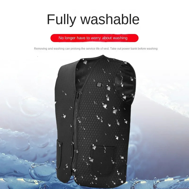 Men Autumn Winter Smart Heating Cotton 5 Area Vest Heated V Neck Vest Women Outdoor Flexible Thermal Winter Warm Jacket M-4XL 250716