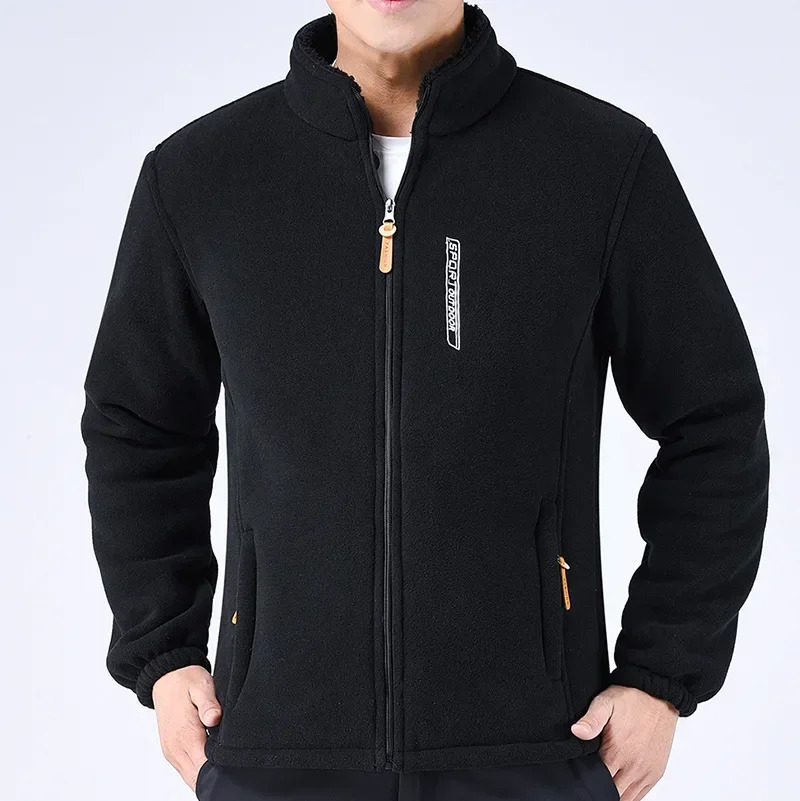 Winter Thicken Polar Fleece Jacket Warmth Windproof Full Zip Up Coat Multiple Zipper Pockets Outdoors Plus Size Jackets Outwear 250715