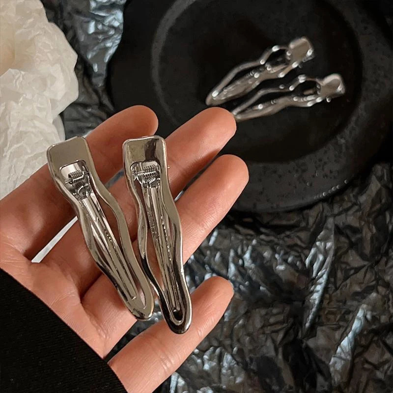 Vintage Minimalist Alloy Wave Shape Hair Clip Korean Fashion Silver Color Irregular Hair Pin Hair Accessories For Women Jewelry 250716