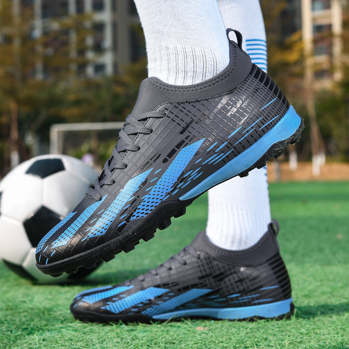 Black Orange Green Fragment Stud Football Shoes - High School & Junior Boys' Sizes