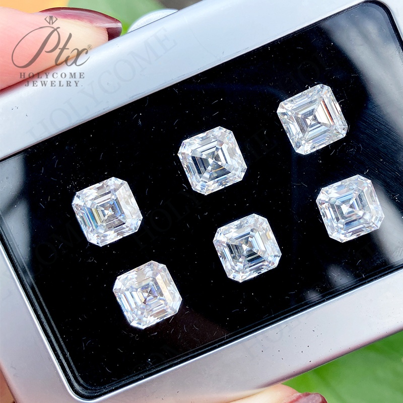 Holycome Wholesale Loose D Color Moissanite Diamond Asscher Cut 0.5CT to 10CT VVS GRA Certificates Lab Synthetic Diamond for DIY Jewelry Making