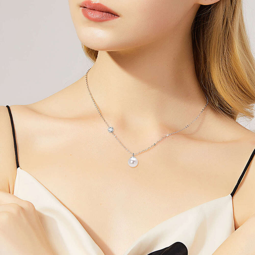 Perfect Round Natural Freshwater Pearl Collarbone Chain Niche Design Fashion Sier Small Light Bulb Necklace For Women 6Df