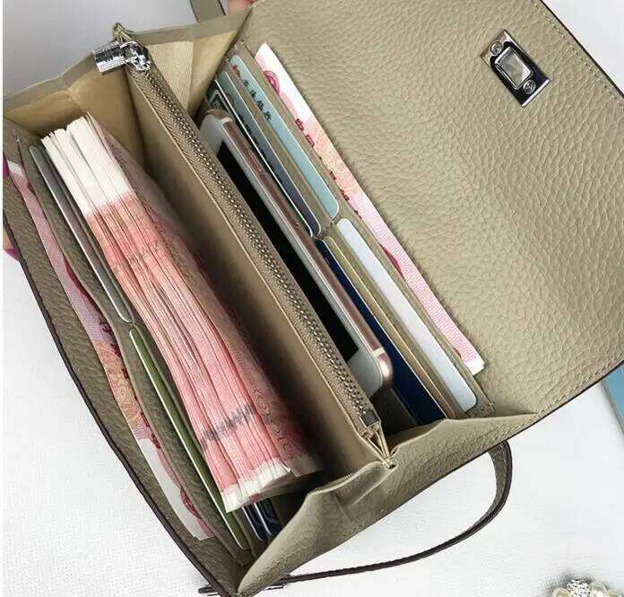 San Maries Gift Box Genuine Leather Men Women Long Travel Wallets and Purses Brand Designer Card Holder Large Money Bag