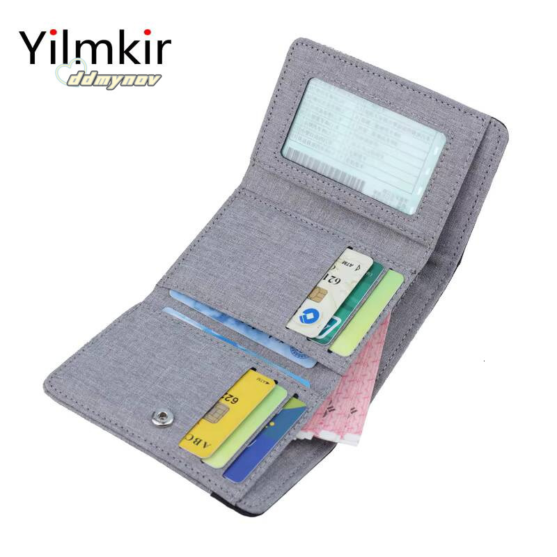 Simple Canvas Mens Tri Fold Wallet Large Capacity Casual Convenient Multi Purses Short Document Bag Fashion Card Case ddmynov
