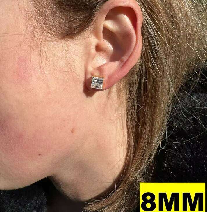 Wholesale Price VVS1 D Clarity Princess Cut Moissanite Custom Jewelry Personality 14k Gold Sterling Sier Earrings