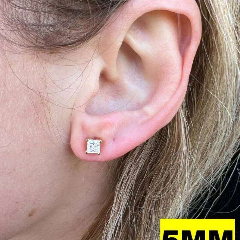 Wholesale Price VVS1 D Clarity Princess Cut Moissanite Custom Jewelry Personality 14k Gold Sterling Sier Earrings