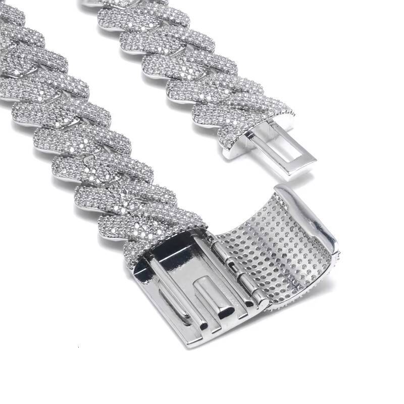 Hip-HOP Moissanite Jewelry Cuban Chain Iced Out D Color 3 Rows 925 Sterling Sliver 8-20mm Miami Cuban Chain Men Cuban Link Chain