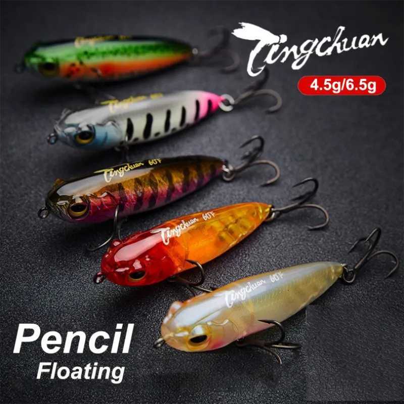 Tingchuan 2023 New 4.5g/55mm 6.5g/60mm Floating Pencil Water Surface Fishing Lure Artificial Catfish Bait Tackle Fishing Bait Z250717