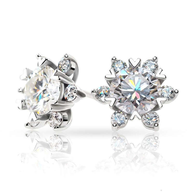 Tiktok Iuencer Style High-End Snowflake For Women Fashion Niche Moissanite Pure Sier Earrings Non-Fading 488
