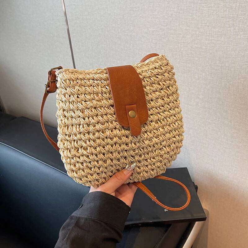 New Summer Shoulder Bag Grass Woven Crossbody Basg For Women Bohemian Beach Simple Designer Small Purses And Handbags 2024