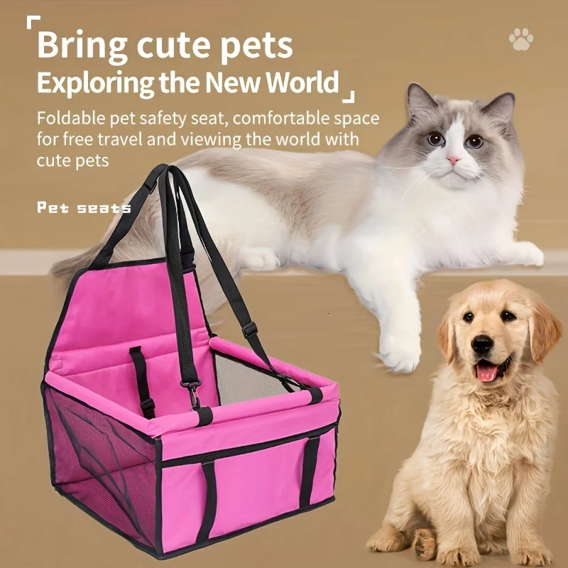 Cozy Pet Car Seat with Safety Harness - Ideal for Small Dogs and Cats Durable Fabric Travel Basket 250715