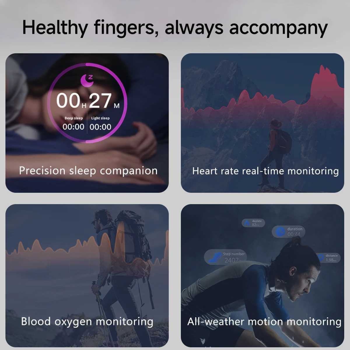 2024 NEW Mens Smart Ring Womens Fitness Tracker Exercise Monitoring Waterproof SmartRing with Video Swiping and Reading W250717