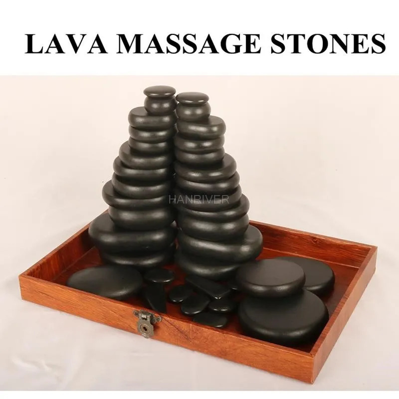 Stone Massage lava Stones Natural Energy Massage Spa Stones Set Rock Basalt Wholesale Body Health Care 250716