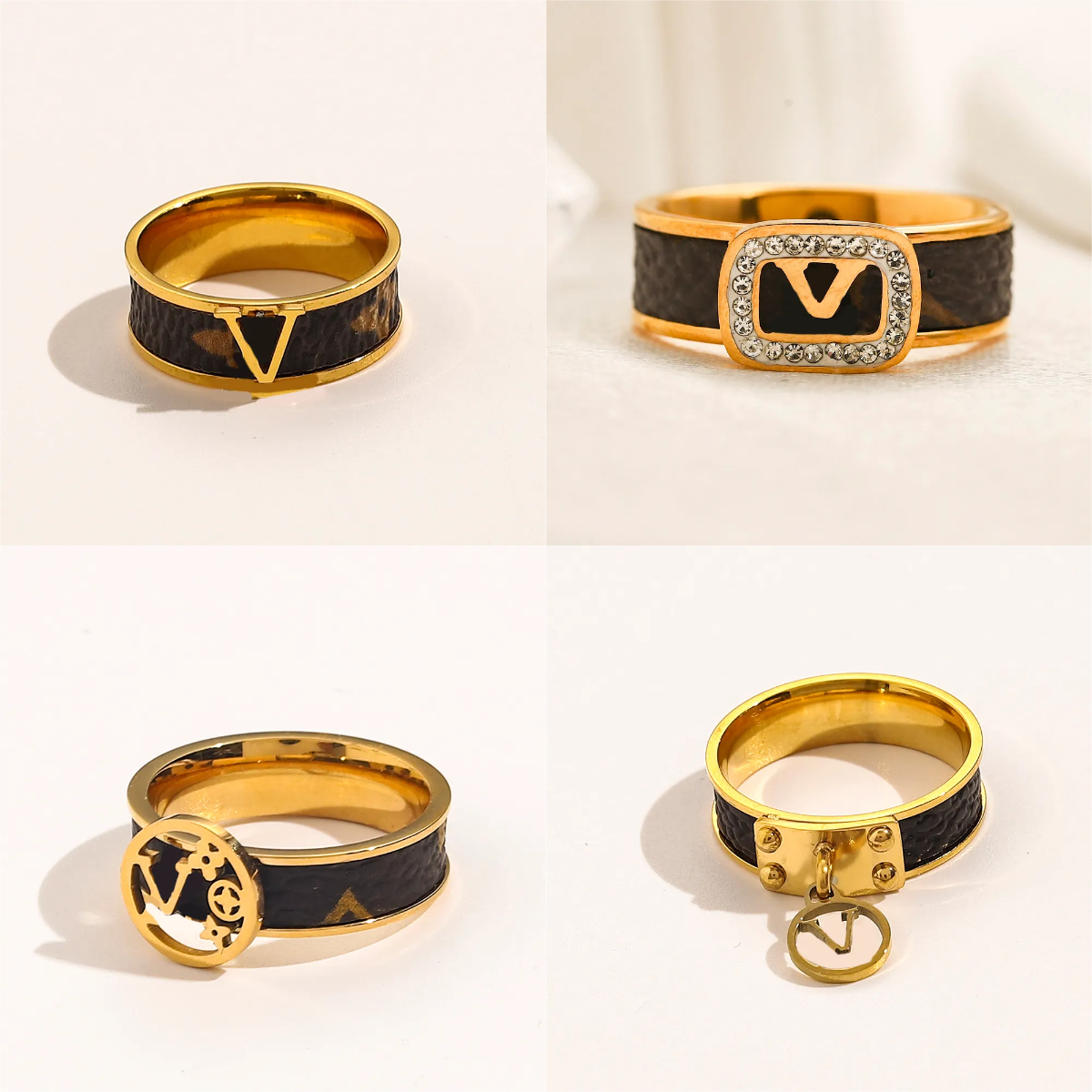 Women Designer Double Letter Designers Unisex Hip Hop Rings Retro Style Stainless Steel Ring Wedding Party Gift Jewelry