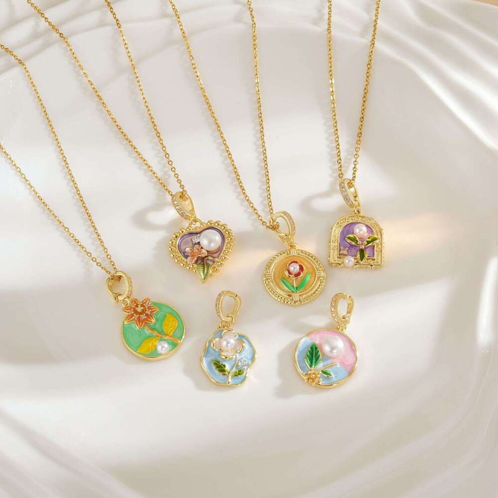 Vintage Oil Painting Style High-End Necklace Monet French Light Sweater Chain Baroque Pearl Choker For Women B75