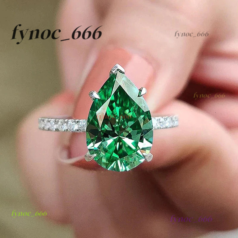 Green Water Drop Morganite Rings for Women Silver Color Luxury Trendy Wedding Engagement Accessories Temperament Female Jewelry