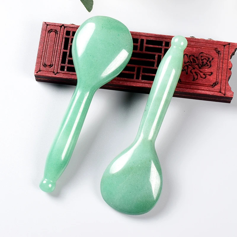 Jade Massage Wand Spoon Gua Sha Tool Acupoint Pen Health Care Natural Aventurine Stone Healing Massager Meridian Face Skin Care 250716