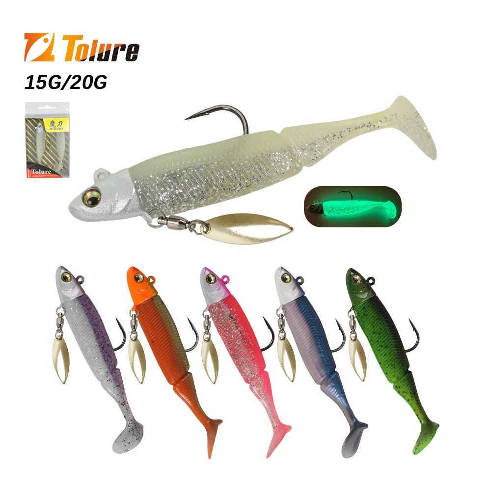 TOLU 15g/20g Artificial Soft Bait with Jig Spoon 6 Colors Jigging Soft Lure Rubber Bass for Freshwater Z250717