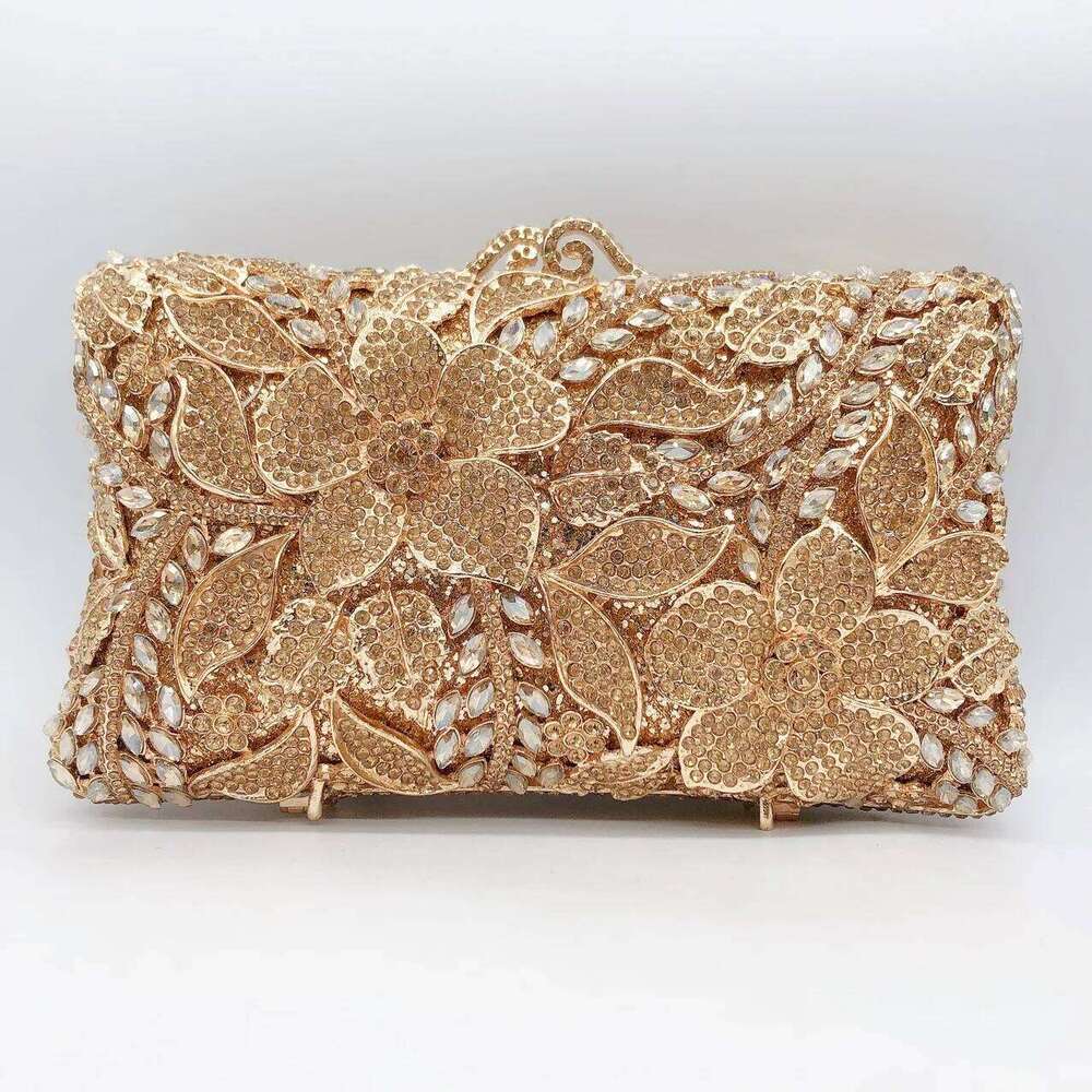 Women XIYUAN Evening Gold/Sier Chain Shoulder Bags Stones Day Clutches Dias Metal Ladies Clutch Handbags