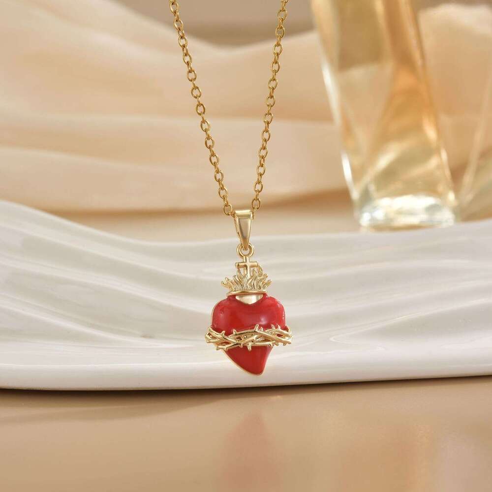 New Design Thorn Wrapped Hot Heart Necklace Accessories Women's Fashion Versatile Jewelry Collarbone Chain 1Fd