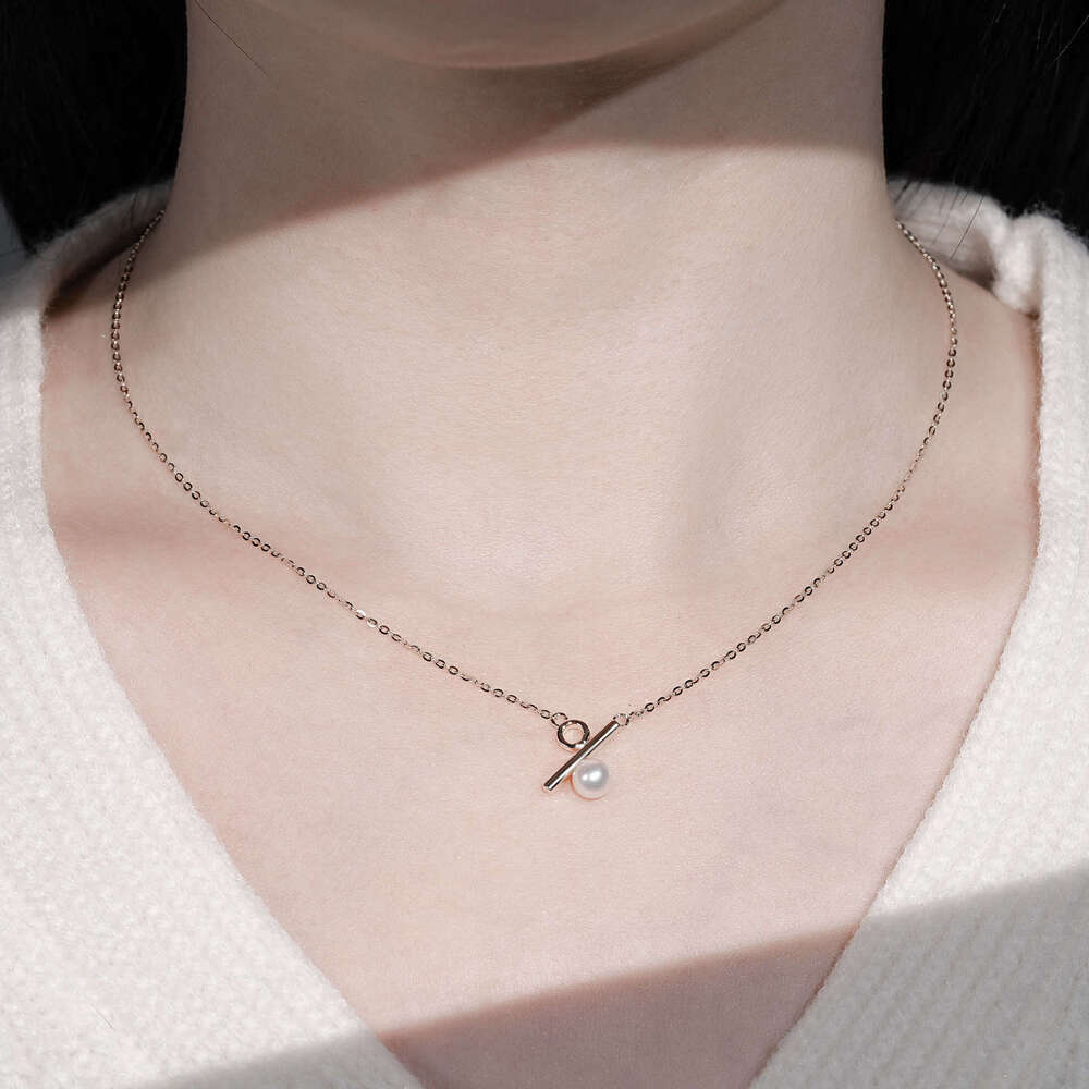 100% Natural Freshwater Pearl Necklace Women, High-End Sier Collarbone Chain, Gift For Girlfriend On Birthday Or Qixi Festival 4Ce